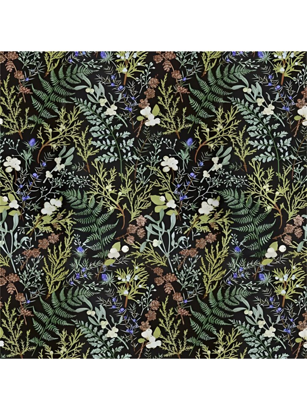 Peel and Stick Wallpaper, Black Floral Wallpaper, 17.3"x393", Boho Leaf